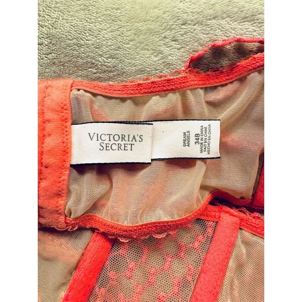 Victoria's Secret Dream Angels Pink Lace Bralette M Floral Embroidery‎